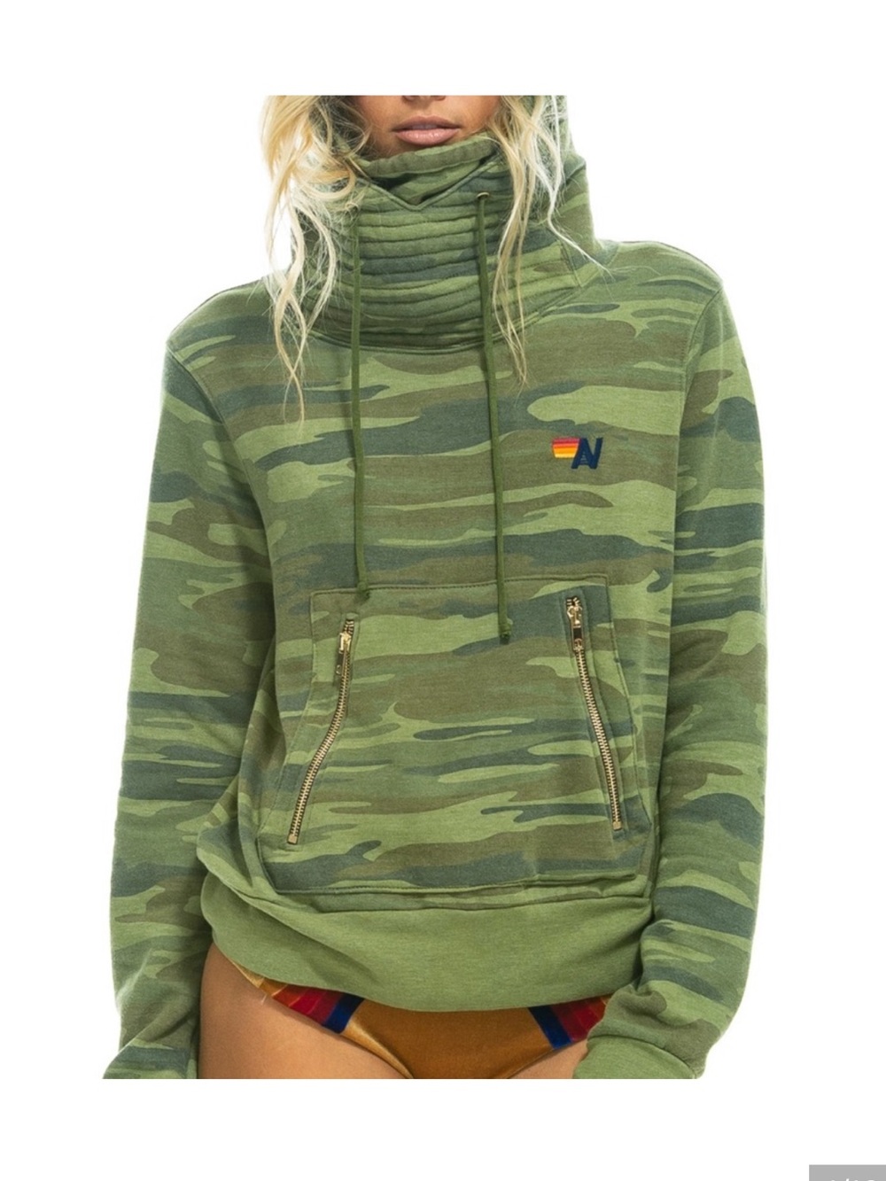 Aviator Nation Green Ninja Camo Hoodie Size Large